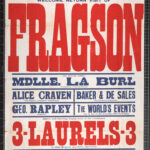 This poster advertises a variety programme at Dundee’s King’s Theatre and Hippodrome beginning 20 January 1913. Headlined by singer and entertainer Harry Lauder, one of Scotland’s most celebrated music hall stars, the bill also featured comedians, vocalists, speciality performers, and novelty acts. The bold red and blue typography demonstrates the striking graphic style used to promote Edwardian theatre and variety entertainment.