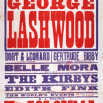 Large red, blue, and white theatre poster for the King’s Theatre and Hippodrome, Dundee, advertising a variety programme beginning 22 September 1913. The bill is headlined by comedian George Lashwood and features performers including Dort and Leonard, Gertrude Bibby, Belle Mora, the Kirbys, Edith Fink, and B. A. Rolfe’s Ye Colonial Septette.
